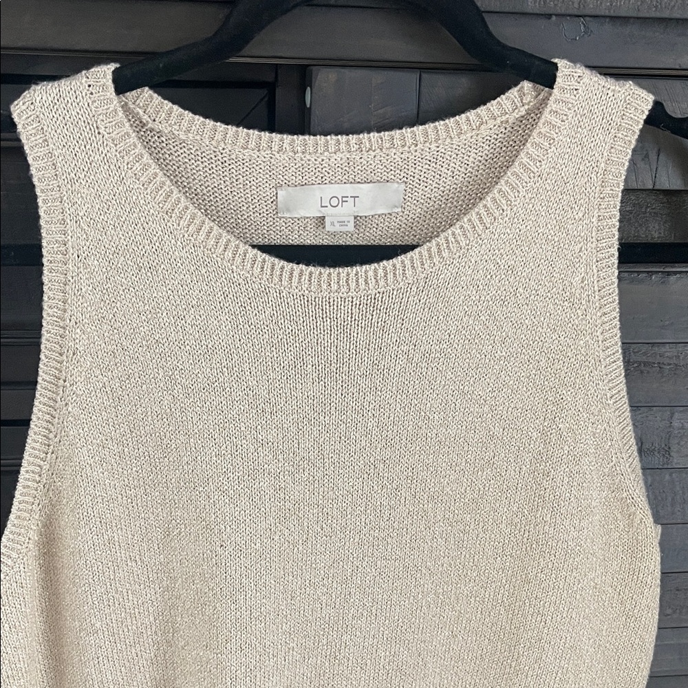 LOFT Women's gold with metallic Knit Sweater